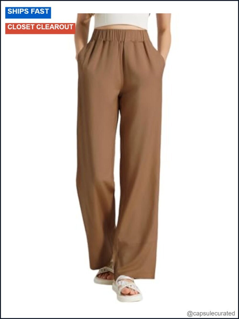 Linen Blend Wide Leg Pants with Pockets 32/34/36 Inseam